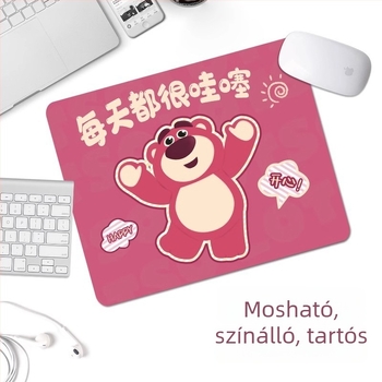 Strawberry Bear egérpad - Csúszásmentes, természetes kaucsuk, egyoldalas, hőtranszfer nyomtatás, képekkel testreszabható