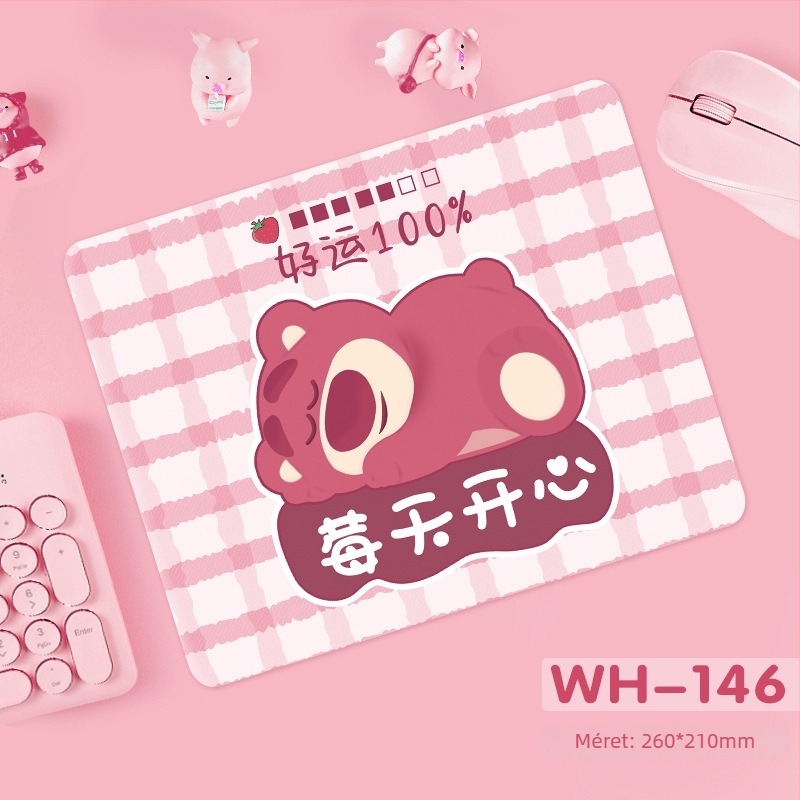 Strawberry Bear egérpad - Csúszásmentes, természetes kaucsuk, egyoldalas, hőtranszfer nyomtatás, képekkel testreszabható