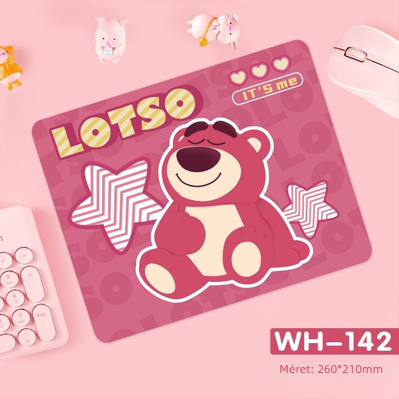 Strawberry Bear egérpad - Csúszásmentes, természetes kaucsuk, egyoldalas, hőtranszfer nyomtatás, képekkel testreszabható
