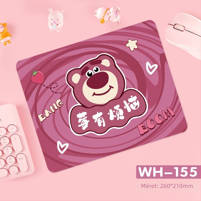 Strawberry Bear egérpad - Csúszásmentes, természetes kaucsuk, egyoldalas, hőtranszfer nyomtatás, képekkel testreszabható