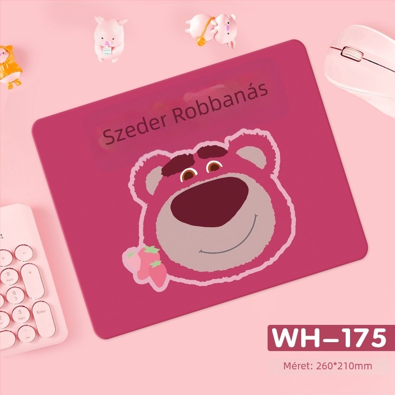 Strawberry Bear egérpad - Csúszásmentes, természetes kaucsuk, egyoldalas, hőtranszfer nyomtatás, képekkel testreszabható