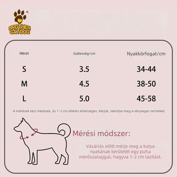 Fényvisszaverő kutyanyakörv közepes és nagytestű kutyáknak, Mohair anyag