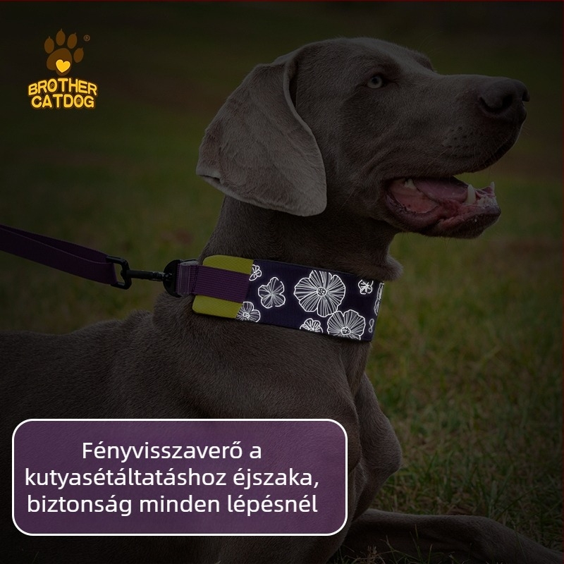 Fényvisszaverő kutyanyakörv közepes és nagytestű kutyáknak, Mohair anyag