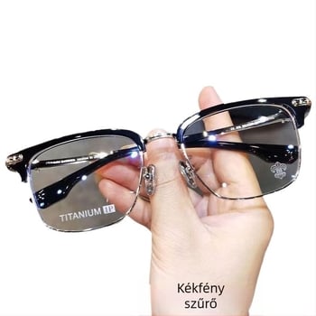 Intelligens olvasószemüveg automatikus fókuszállítással távolságra és közelre, műgyantából készült lencsék, keret nélküli kivitel, HD anti-kék fénylencsék