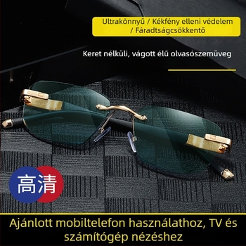 Új keret nélküli divat olvasó- és napszemüveg idős korban, gyémántmintás, fém keret, kiváló kékfény védelem