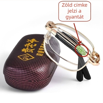 Presbiópia olvasószemüveg – üveglencsék, aszferikus lencse, fém teljes keret, négyzetes forma, retro stílus