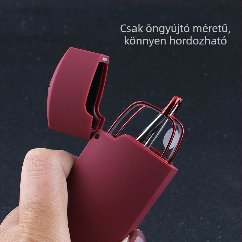 Összecsukható olvasószemüveg anti-kék fény védelemmel, uniszex, műanyag tokban, modell 8802, HD lencsék