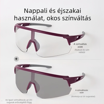 Kerékpáros szemüveg memória műanyag kerettel, cserélhető lencsék, sík tükrös lencsék