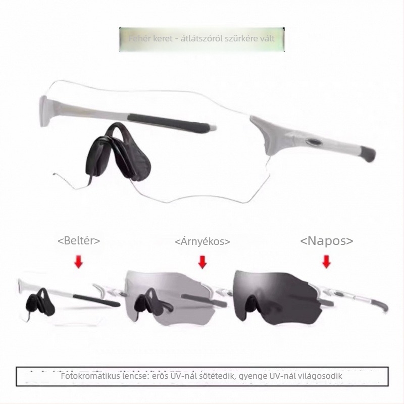 Kerékpáros szemüveg szélálló kialakítással napra és éjszakára, fotokromos lencsék, UV védelem