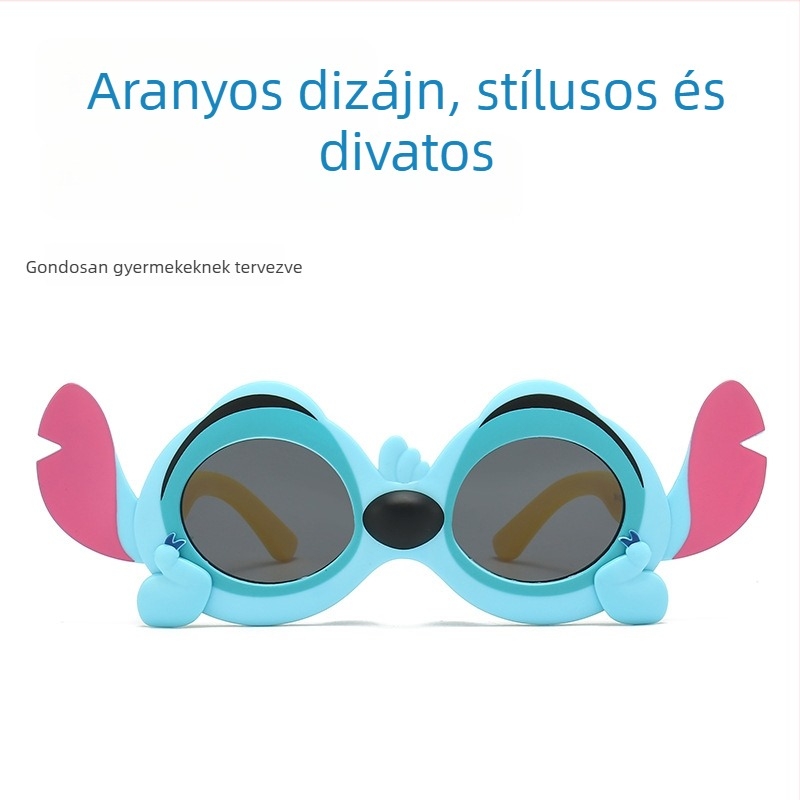 Smart Baby Cartoon gyerek napszemüveg – szilikon puha keret, macskaszem stílus, UV400