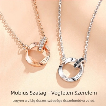 Mobius gyűrű pár nyaklánc ezüst S999, keresztes lánccal, elektroplatált