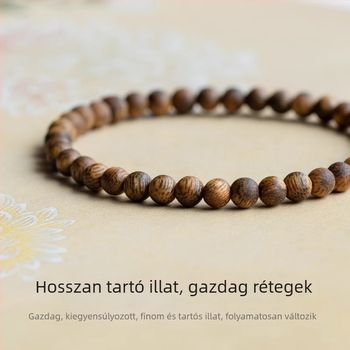 Fából készült gyöngyös karkötő — polírozott felület, uniszex, Qingya Jewelry, modern kínai stílus