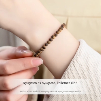 Fából készült gyöngyös karkötő — polírozott felület, uniszex, Qingya Jewelry, modern kínai stílus