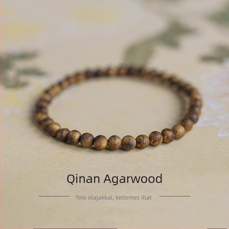 Fából készült gyöngyös karkötő — polírozott felület, uniszex, Qingya Jewelry, modern kínai stílus