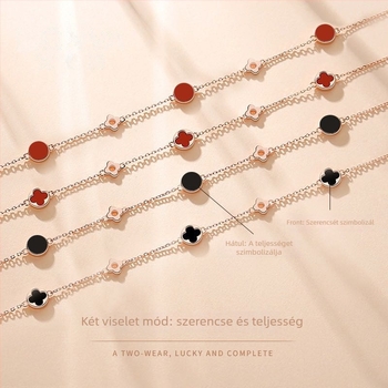 S925-ös karkötő négylevelű lóhere mintával, ezüst, elektroplatírozás bevonat, koreai stílus, gyártási szám AB1002056-B