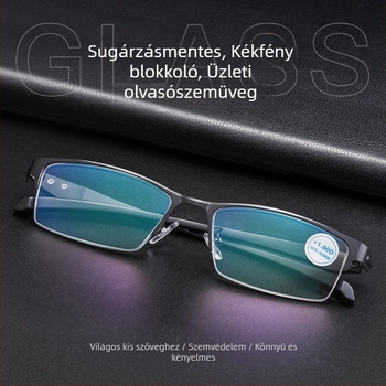 Voxan olvasó szemüveg, kékfény elleni védelem, gyantából készült lencsék, aszférikus lencsék, félkeretes keret, modell 66071-1/66085-1