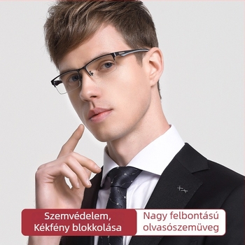 Voxan olvasó szemüveg, kékfény elleni védelem, gyantából készült lencsék, aszférikus lencsék, félkeretes keret, modell 66071-1/66085-1