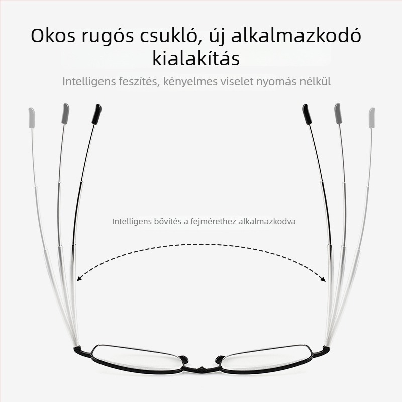 Olvasószemüveg PC lencsékkel, anti-kék fény és anti-radiáció, fém- és PC keret, négyzet alakú keret, modell LH002