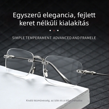 Keret nélküli olvasószemüveg automatikus beállítással, 100–700 dioptria tartomány, lencsék gyantából