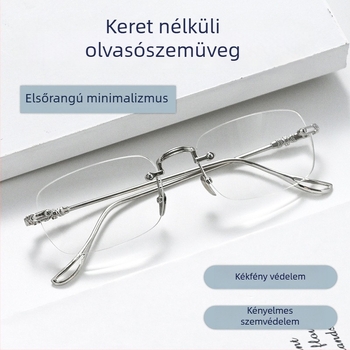 Keret nélküli olvasószemüveg automatikus beállítással, 100–700 dioptria tartomány, lencsék gyantából