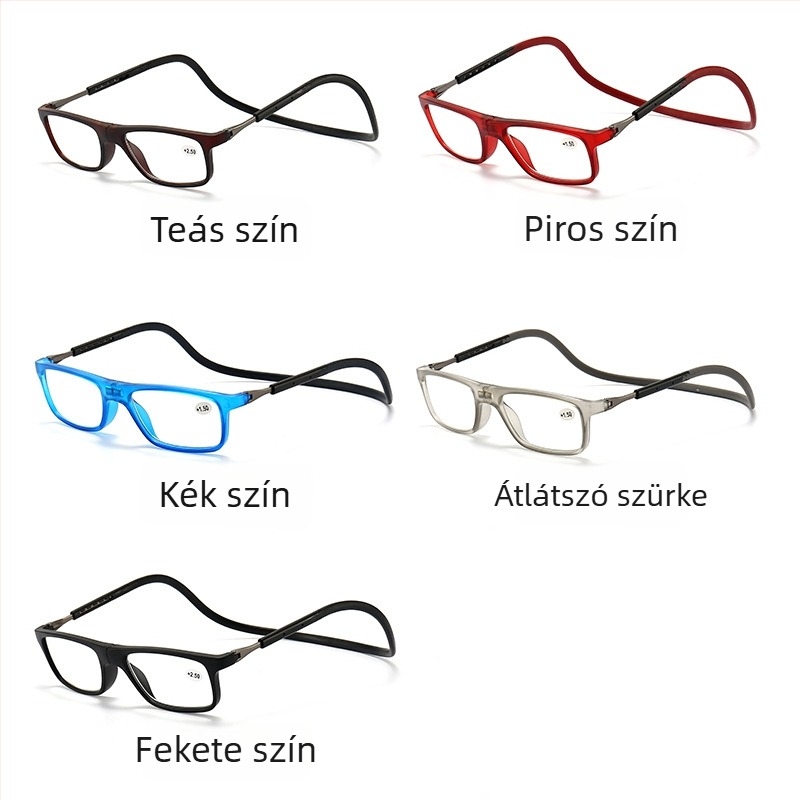 Olvasó szemüveg, többfókuszú lencsék, lencsék gyantából, TR90 keret, négyszögletes forma