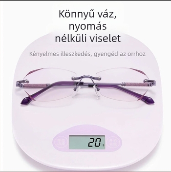 Presbiópiás szemüveg, PC lencsék, anti-kékfény, keret nélküli