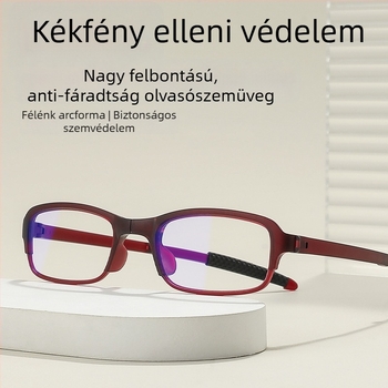 Összecsukható olvasószemüveg (PC lencsék; TR90 keret; anti-kék fény; UV védelem; anti-radiáció)