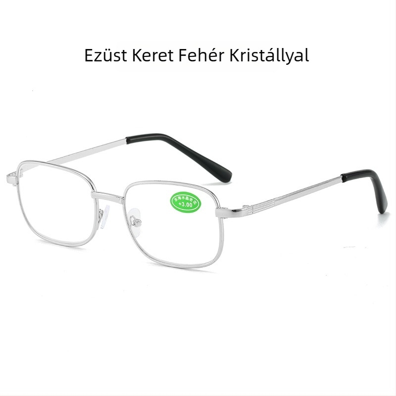 Olvasó szemüveg üveglencsékkel, teljes keret, ovális keret, kis arcformához