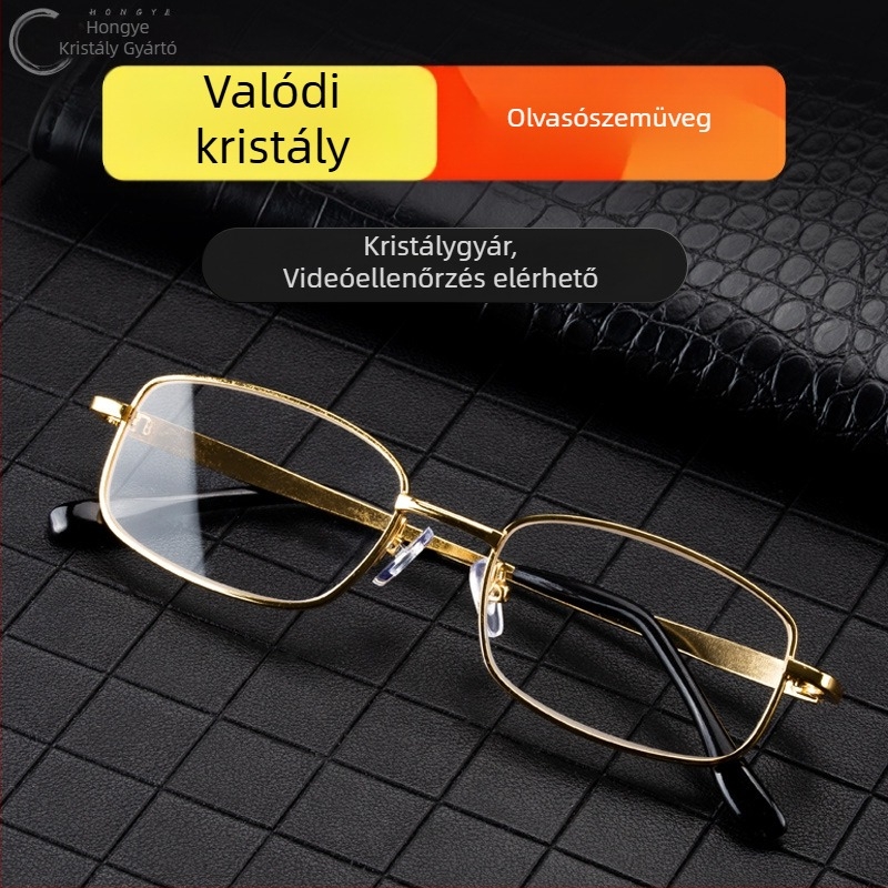 Olvasószemüveg LQ6052, teljes keret, titánötvözet keret, kristálylencsék, négyszögletes forma