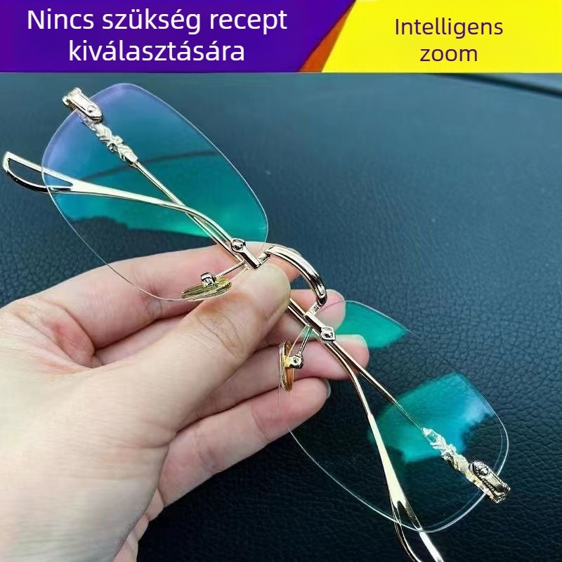 Szemüveg presbiopiához keret nélküli, PC lencsék, anti-kékfény, ovális keret, ultrakönnyű, univerzális illeszkedés