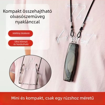 Olvasó szemüveg, nyakba akasztós, kékfény védelem, teljes keret, fém keret