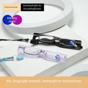 Olvasó szemüveg, nyakba akasztós, kékfény védelem, teljes keret, fém keret