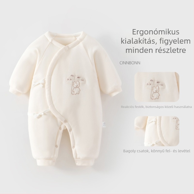 Újszülött baba overál, 100% pamut, vastagított, hosszú ujjú, uniszex