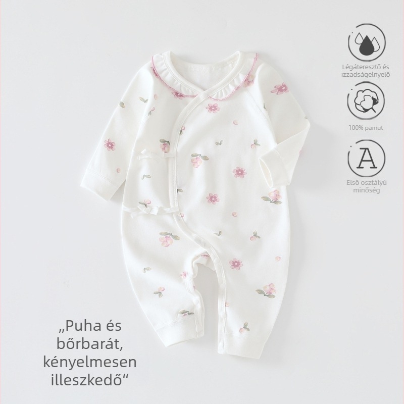 Újszülött 100% pamut overál, pillangó mintával, hosszú ujjú, négy évszakos