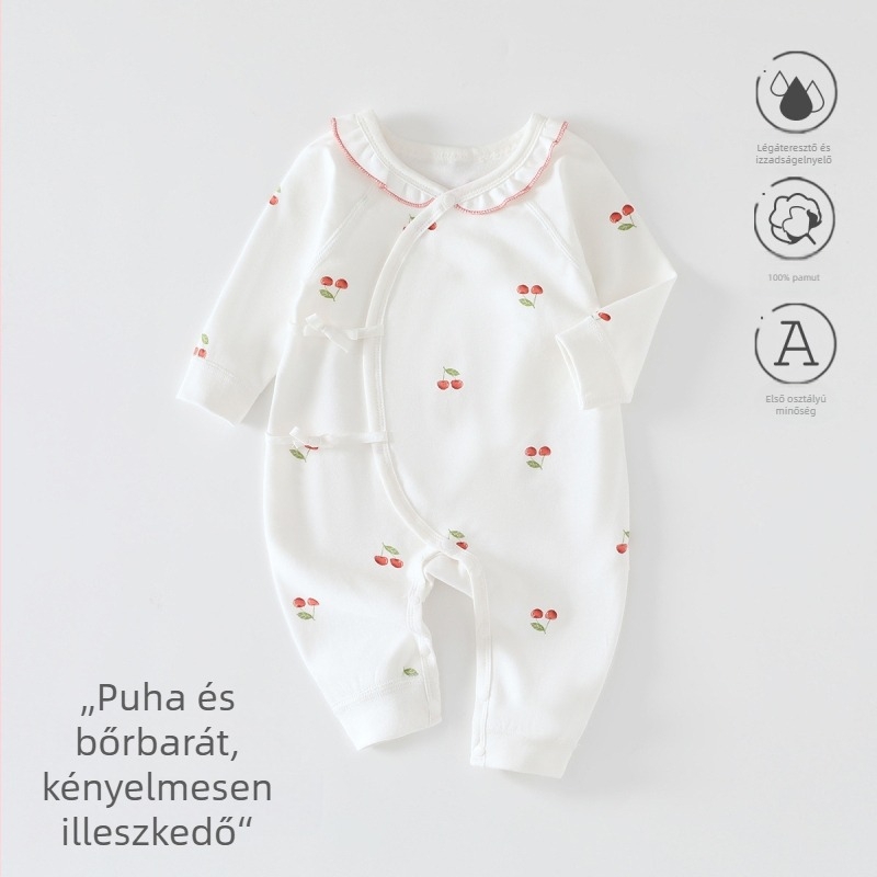 Újszülött 100% pamut overál, pillangó mintával, hosszú ujjú, négy évszakos