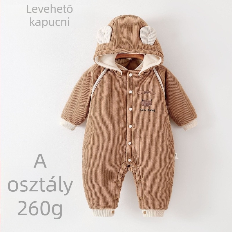 Újszülött corduroy overál, bélelt téli viselet