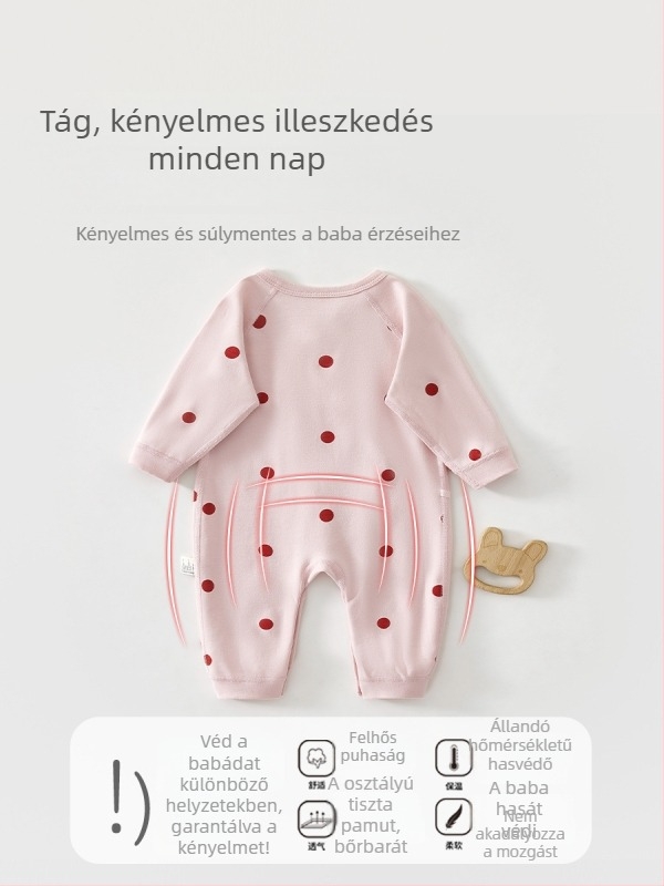 Újszülött pamut overál, hosszú ujjú, elöl egy sor gombos zárás