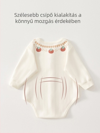 Újszülött lányoknak való bodri — 95% pamut, hosszú ujjú, tavasz–őszre, etnikus stílusú háromszög motívummal