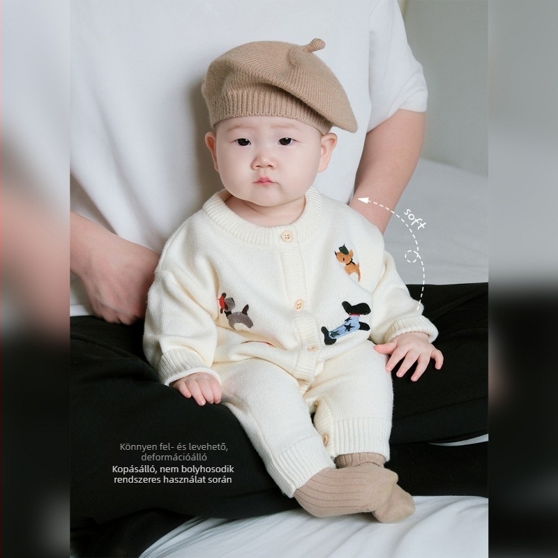 Kötött babajumpsuit tavasz–őszre, újszülötteknek és kicsiknek, uniszex
