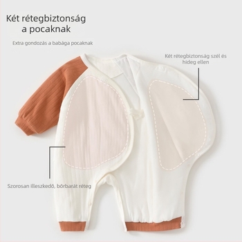 Baba romper téli, pamut 94%, pillangó minta, koreai stílus, elöl kötős zárás
