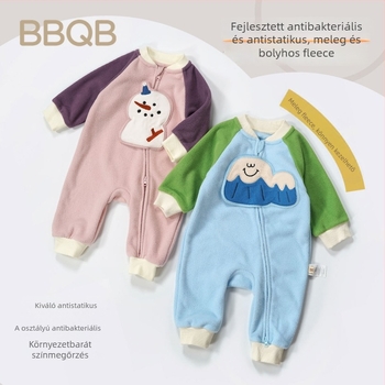 BBQB bébi polár belsővel rendelkező téli overál, uniszex, hosszú ujjú, cipzáras zárás