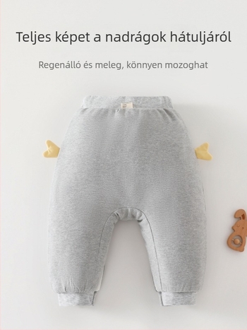 Pamut gyermeknadrág pull-on stílusban, állatmintás, középmagas derekú, nyitott ágyékkal