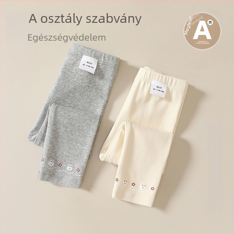 Lányoknak Koreai stílusú pamut leggings, 96% pamut, középmagas derekú, puha felületű, 1–3 éves korosztálynak