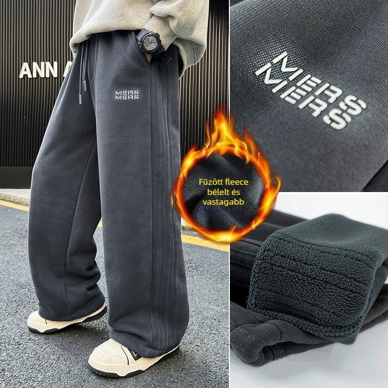 Fiúgyermek téli fleece nadrág – edzés stílus, EVA anyag, poliészter 71–80%