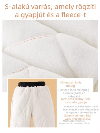 Gyermekek téli pamut nadrág, háromrétegű, fleece bélelt, bolyhosított anyag, magas derekú, elasztikus derekú