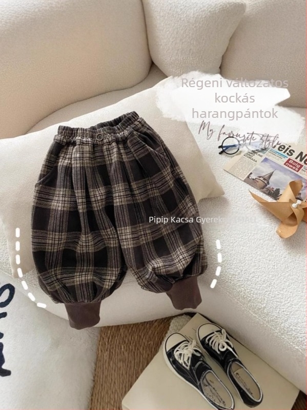 Koreai stílusú Lantern gyerek nadrág, pamut, középmagas derekú, 3–8 éveseknek, tavasz-ősz