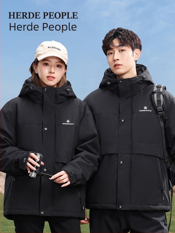 Uniszex téli kapucnis pamut kabát – vízálló, lélegző, melegen tart, poliészter anyag