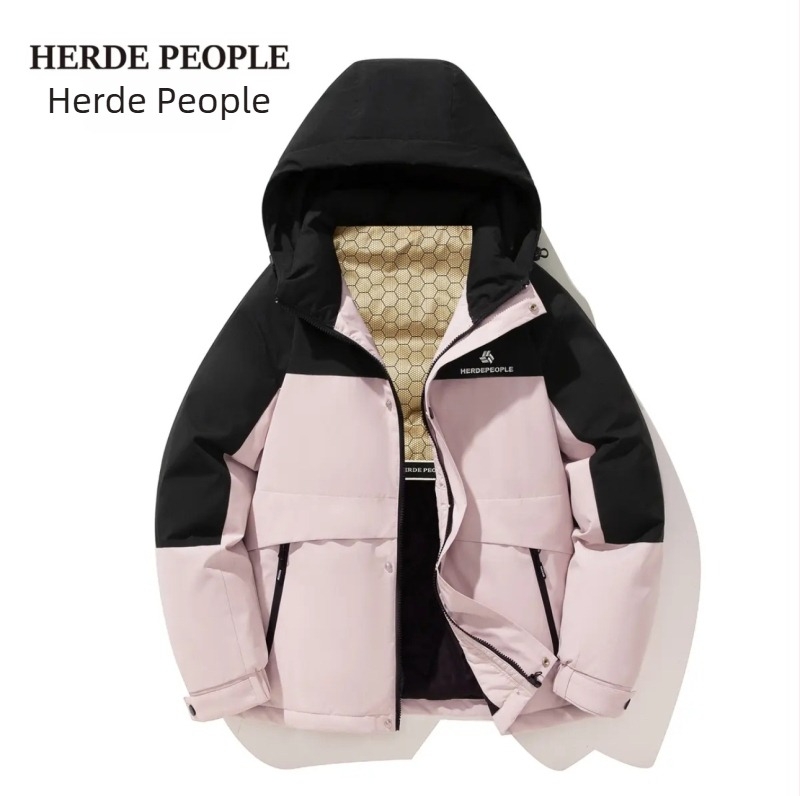 Uniszex téli kapucnis pamut kabát – vízálló, lélegző, melegen tart, poliészter anyag