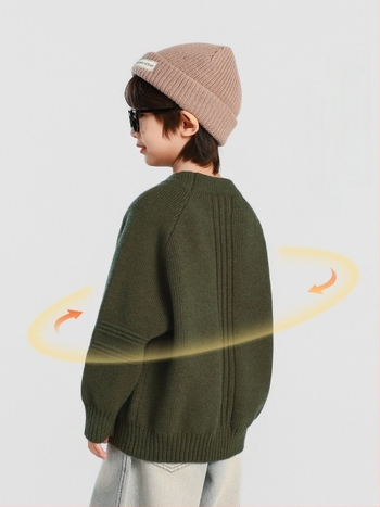 Gyerekeknek készült vastag kötött pulóver – középmagas gallér, hosszú ujjú, akril keverékből