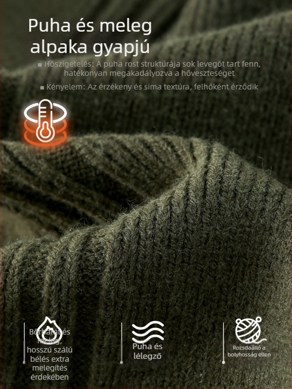 Gyerekeknek készült vastag kötött pulóver – középmagas gallér, hosszú ujjú, akril keverékből